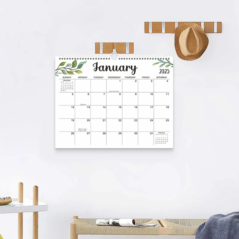 Calendrier mural avec motif de cuir chevelu, calendriers à bobine de licence mensuelle, agenda, agenda hebdomadaire, décoration de la maison, 2025