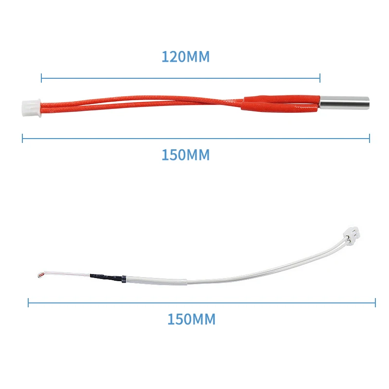 4pcs 12V 40W Cartridge Heater 6*20mm With XH2.54-2pin 100K NTC Thermistor  With PH2.0-2pin 150mm Heating Rod 3D Printer Hotend