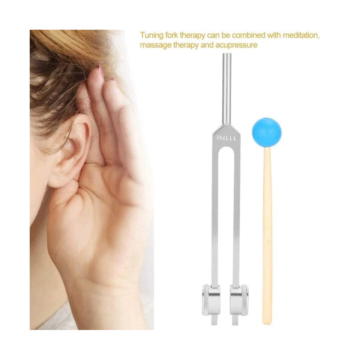 Aluminum Alloy Tuning Forks,111Hz Tuning Fork with Hammers for Nervous System Testing Sound Healing Therapy,Silver