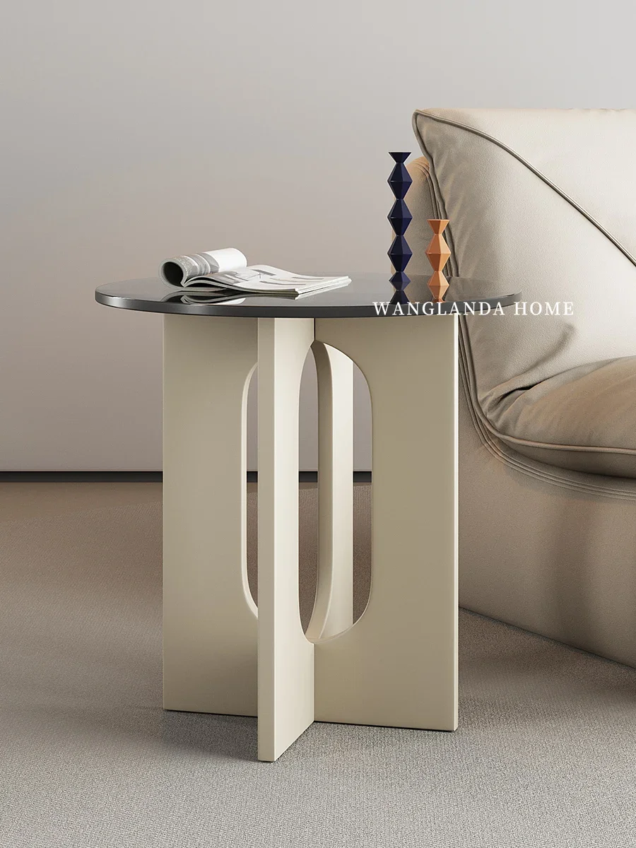 

Italian Minimalist Modern Minimalist Solid Wood Glass Side Table Side Table Silent Cream Style Sofa Side Table