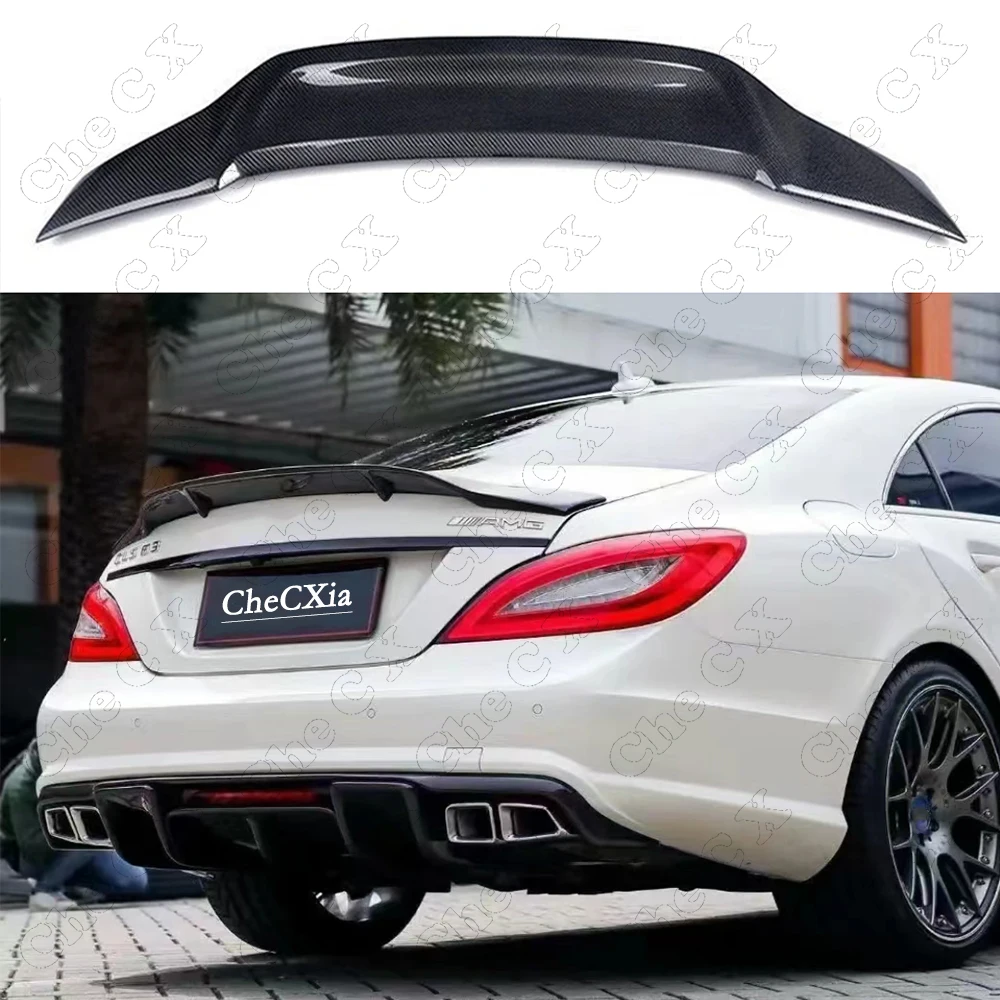 

For Mercedes CLS Class W218 AMG Spoiler Gloss Black Carbon Fiber Rear Trunk Spoiler Wing R Style 2011 2012 2013 2014 2015 2016