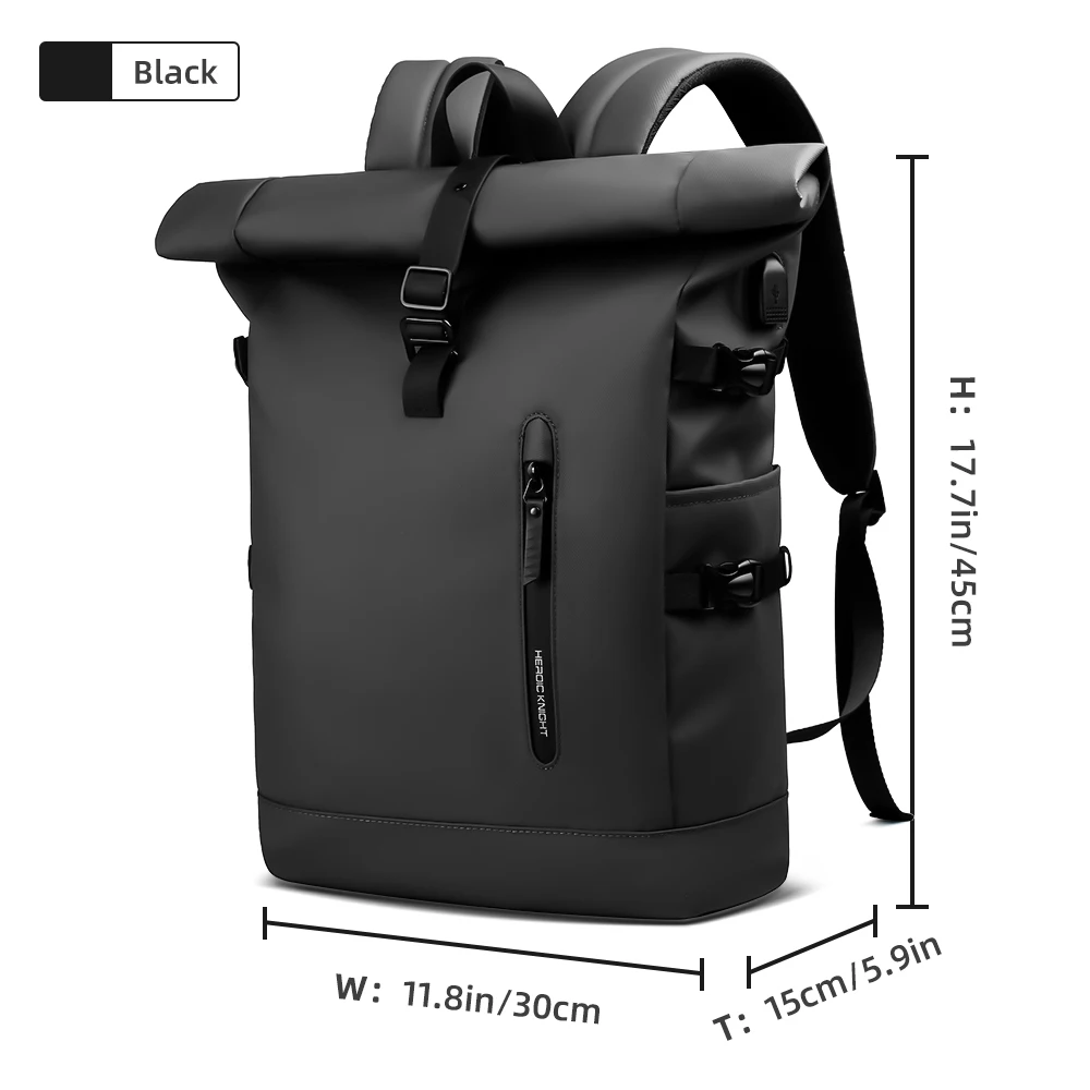 HK Erweiterbarer Reiserucksack für Herren, großes Fassungsvermögen, wasserdicht, 15,6-Zoll-Laptoptasche, Wanderrucksack, Fahrrad-Tagesrucksack mit USB-Anschluss 4
