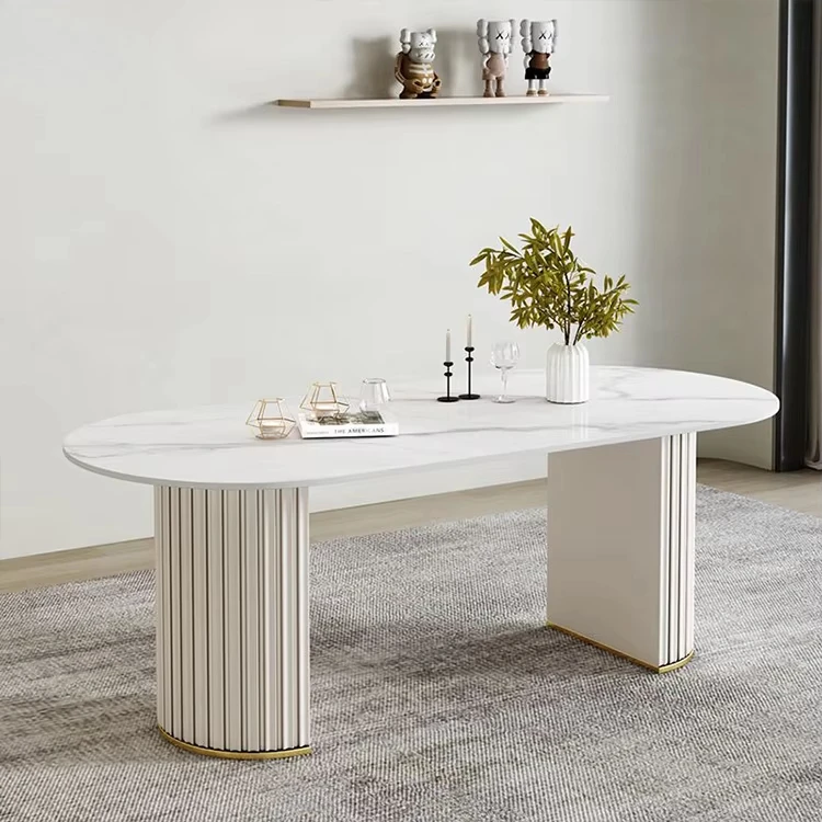 

Nordic Custom Modern Sintered Stone Restaurant Oval Dinning Table 4 6 Seater Luxury Marble Top Dining Table