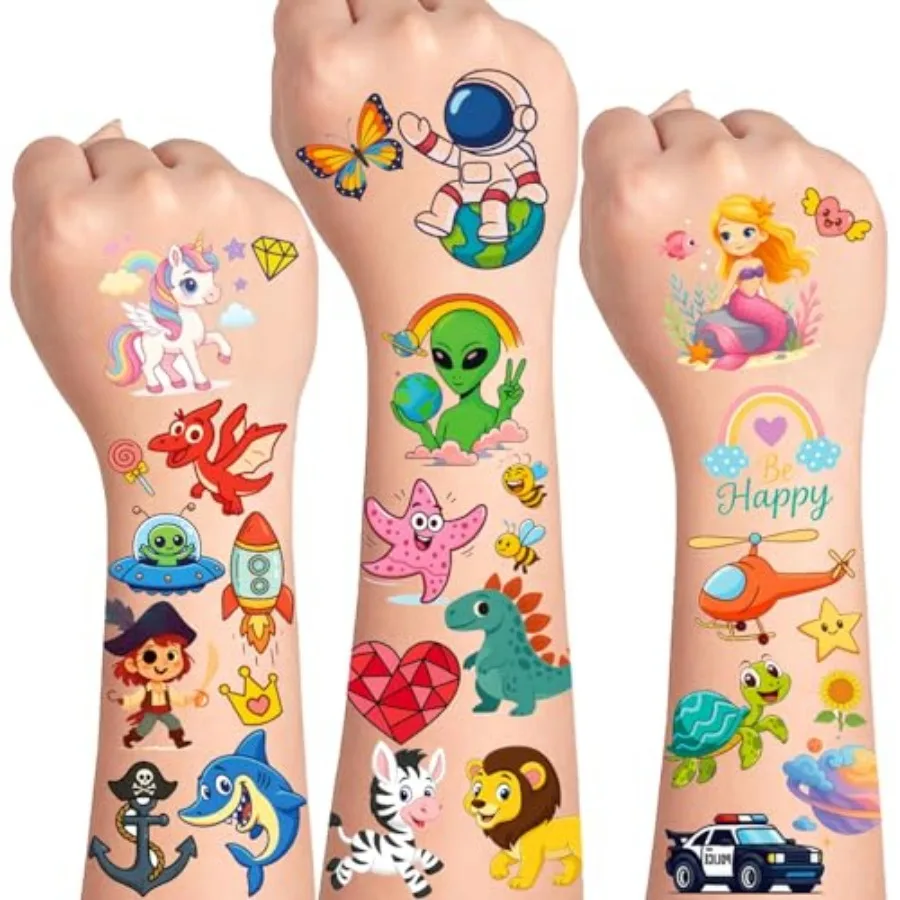 

Temporary Tattoos for 300 Pcs Goodie Bags Stuffers for,Birthday Party Supplies for Girls and Boys, Temporary Tattoos Include An
