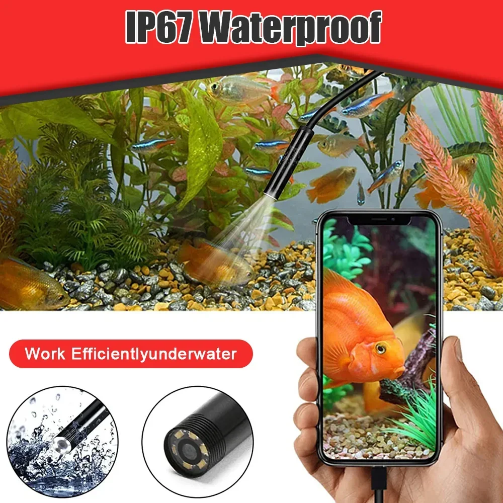 Imagem -02 - Câmera de Endoscópio Flexível Ip67 Impermeável Micro Inspeção Usb Borescope Câmera para Android pc Notebook 5.5 Mm6leds Ajustável