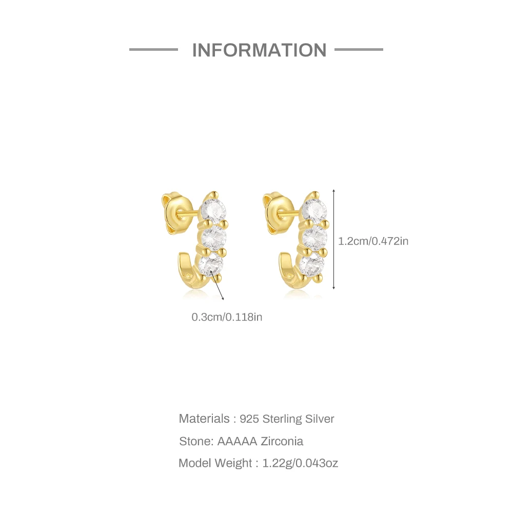 CANNER 925 Sterling Silver Multi-layer Horse Eye Zircon Splicing Stud Earrings For Women 18K Gold Ins Simple Fine Jewelry Gift