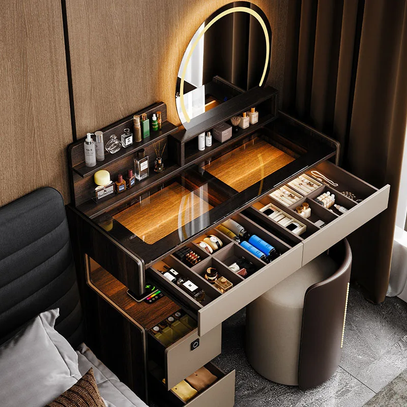 Luxury Modern Vanity Table Women European Bedroom Makeup Storage Dressing Table Organizer Comfortable Vestidores Home Furniture