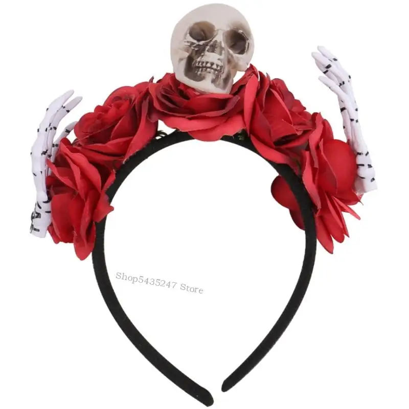 

Spooky Skull Floral Headwear Detailed Craftsmanship Comfortable Wear Halloween Theme Parties Dance Event All Ages H7EF