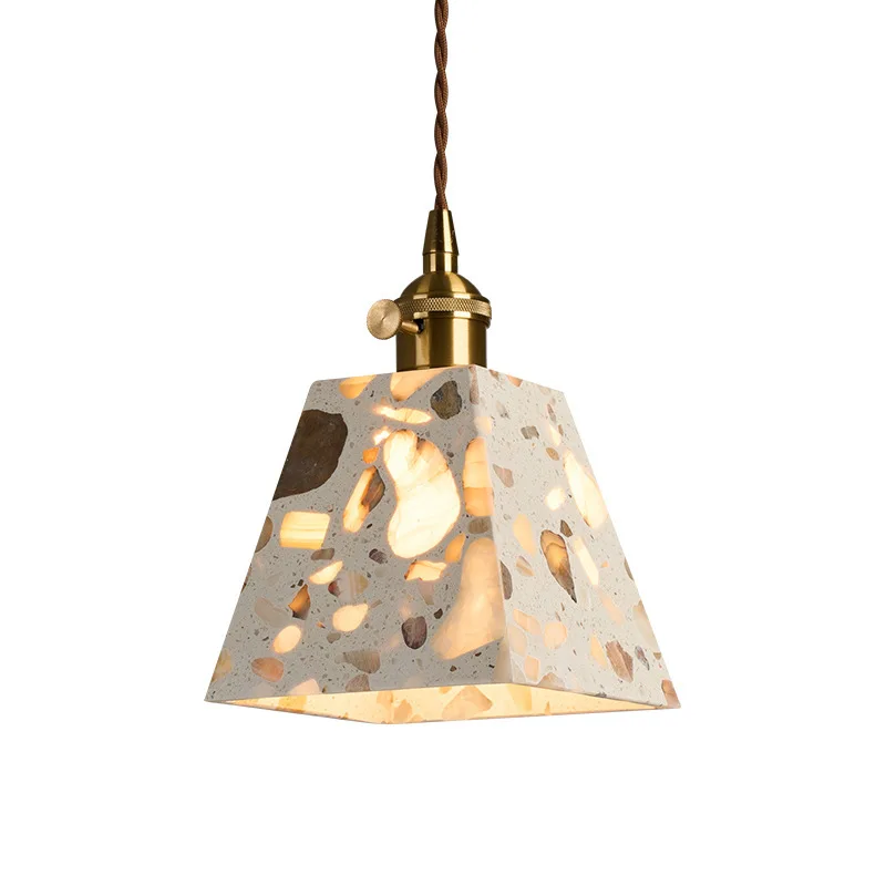 

Vintage industrial wind cement translucent stone small chandelier restaurant bar counter bedroom bedside terrazzo wabi wind