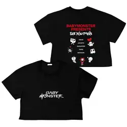 Y2K BABYMONSTER Concert Same Short Sleeve SEE YOU THERE Męska bawełniana nowa letnia koszulka Tops Kpop odzież Goth T-shirt