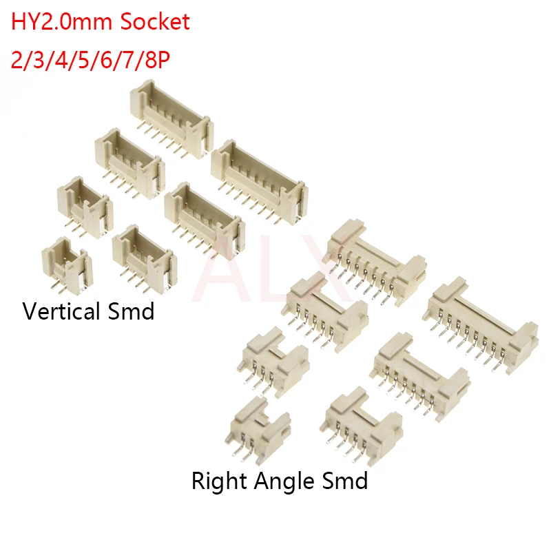 10PCS HY2.0 HY 2.0mm With lock Connector Socket Pin Header Vertical Horizontal/Right Angle Smd/SMT Jst/2/3/4/5/6/7/8Pin P 