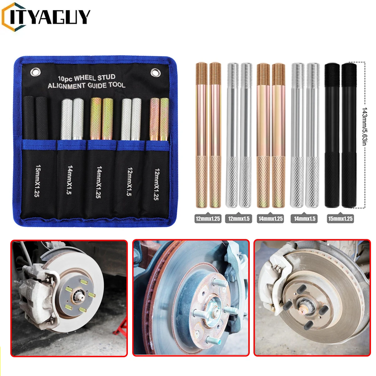 10 PCS Universal Car Wheel Alignment Pin Wheel Hanger Position Guide Balancing Tools Changing Tire Mounting Aid Fixing Bolts Kit
