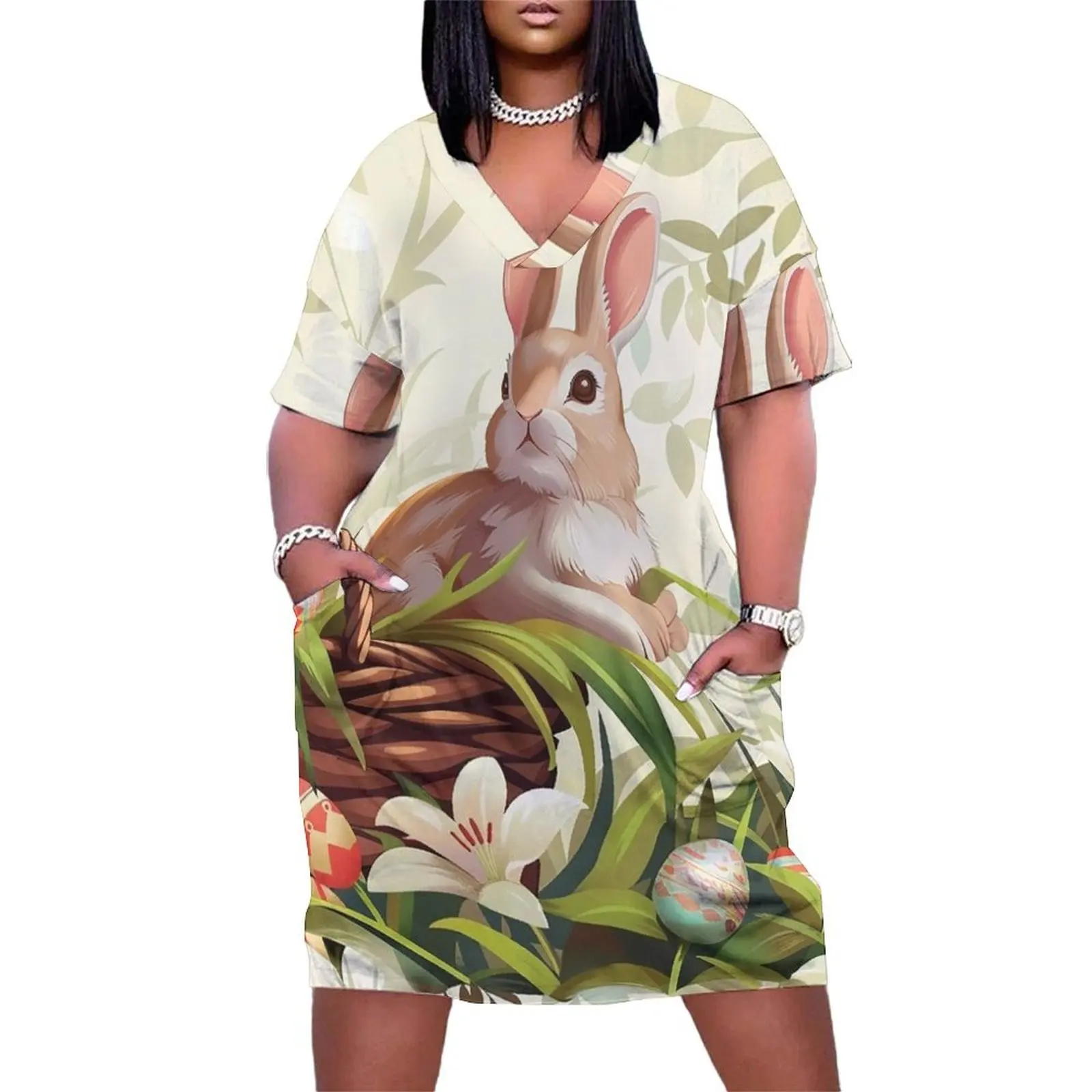 

Enchanted Easter in the Woods Loose Pocket Dress dresses korean style