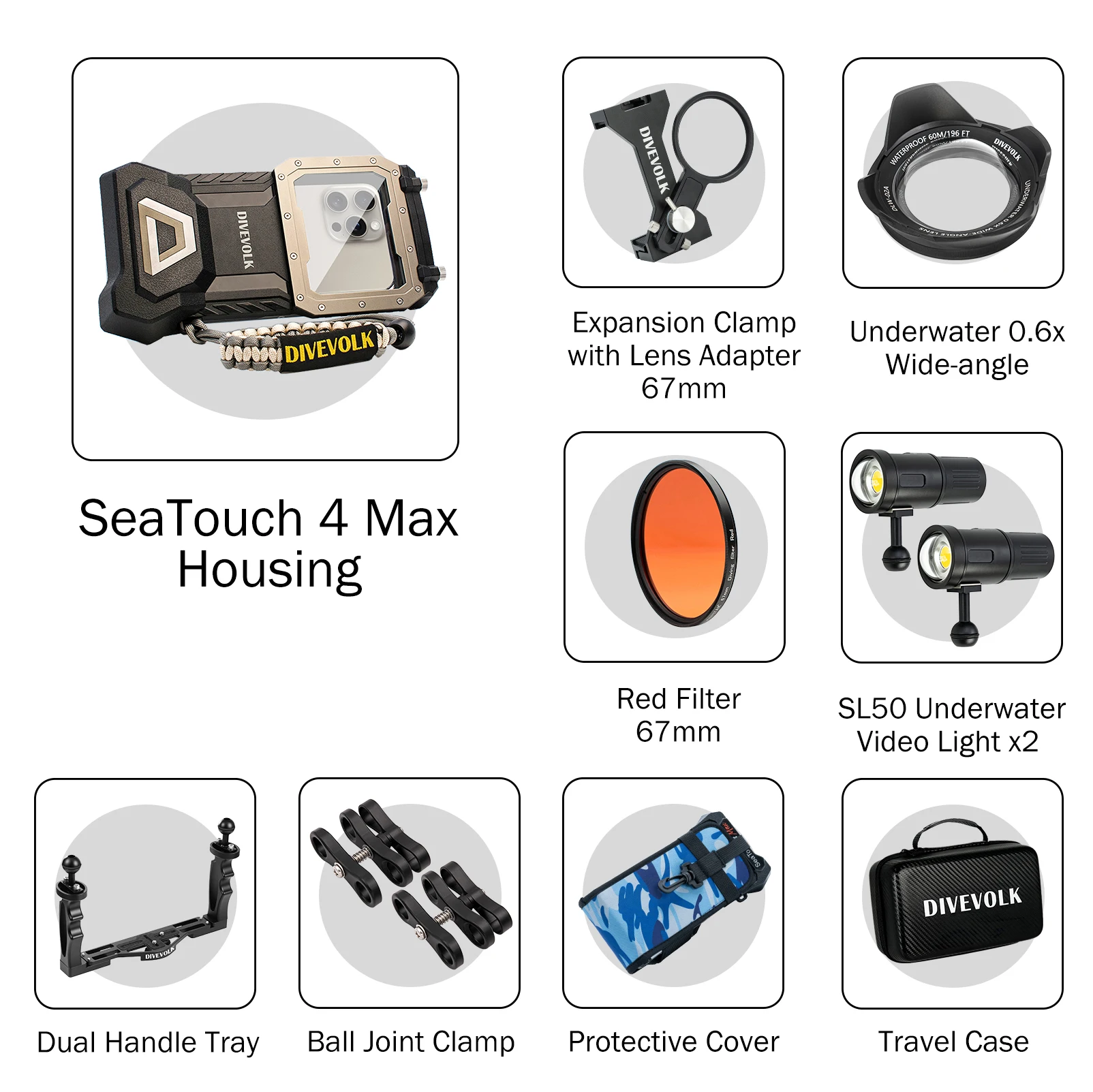 DIVEVOLK SeaTouch 4  Deep Dive Kit for iphone and Android Smartphone