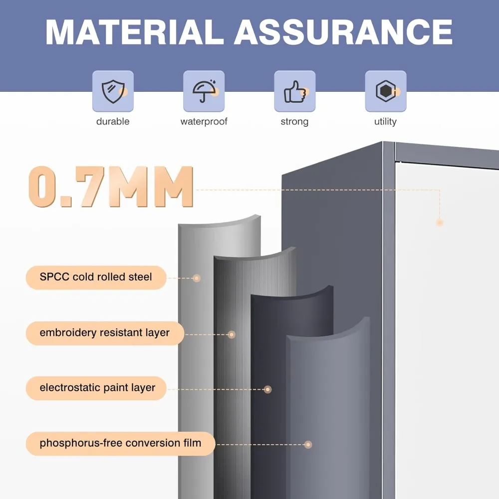 Шкаф для документов с регулируемыми полками, 2-дверный металлический шкаф для хранения инструментов для гаражных систем, высокие решения для хранения