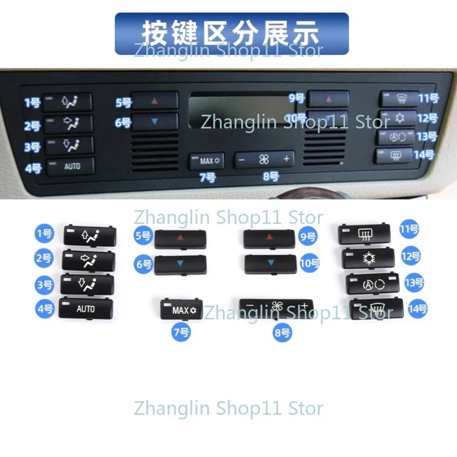 

For BMW E39 E53 Car Center Console Climate A/C Control Panel Switch Buttons Cover Caps Key Replacement For BMW 5 Series X5