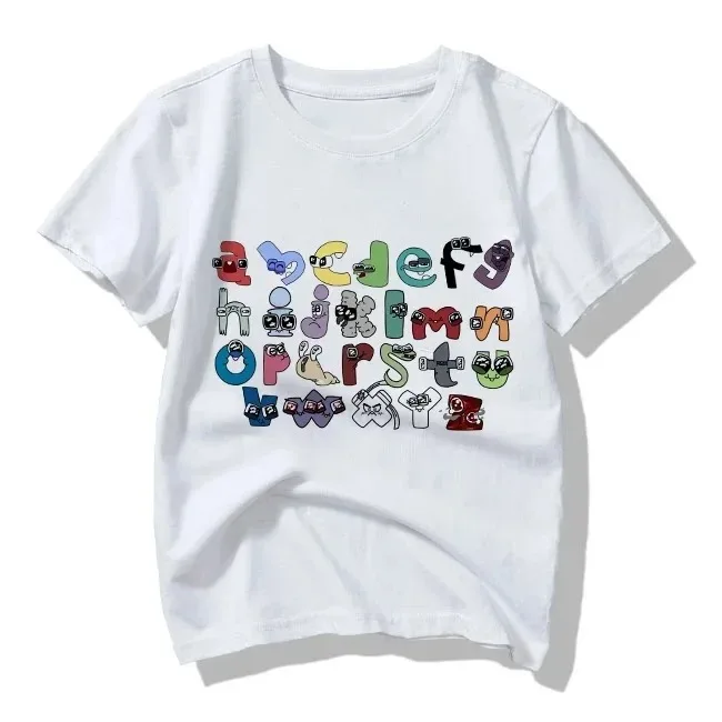 New 2024 Summer Fashion Children's Alphabet Lore Harajuku T-shirt Boys T Shirt Girls Clothes Print Cartoon T Shirts Kids Clothes