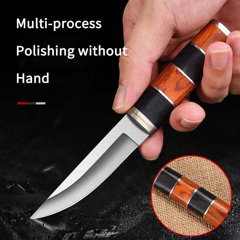 

Stainless Steel meat knife-Durable construction of highquality leather sheath,ergonomic wooden handle,ideal for barbecue parties