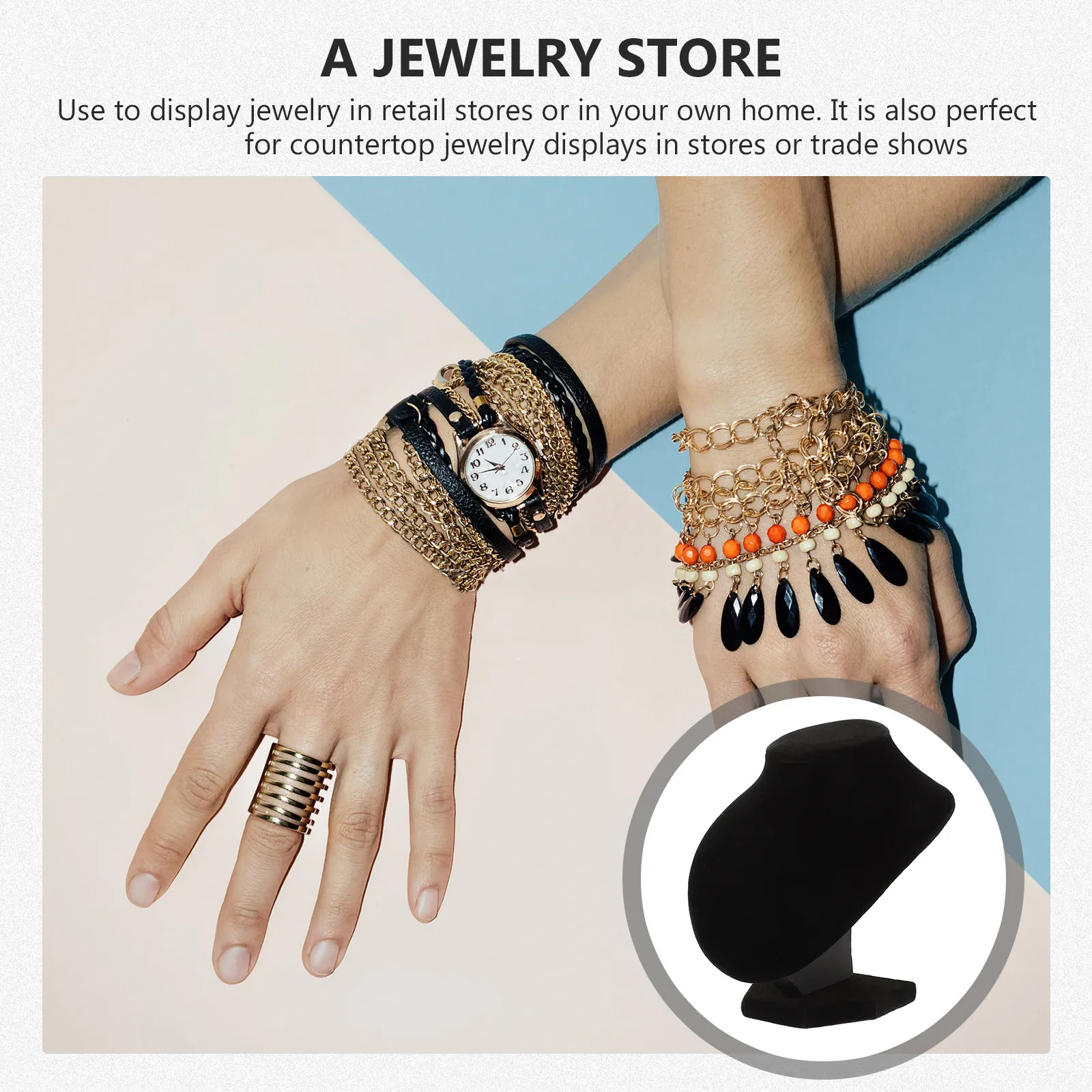 

Стильная черная подставка для ювелирных изделий, 3D-органайзер для демонстрации ожерелий для розничных магазинов, выставок, домашнего использования, устойчивое нескользящее основание