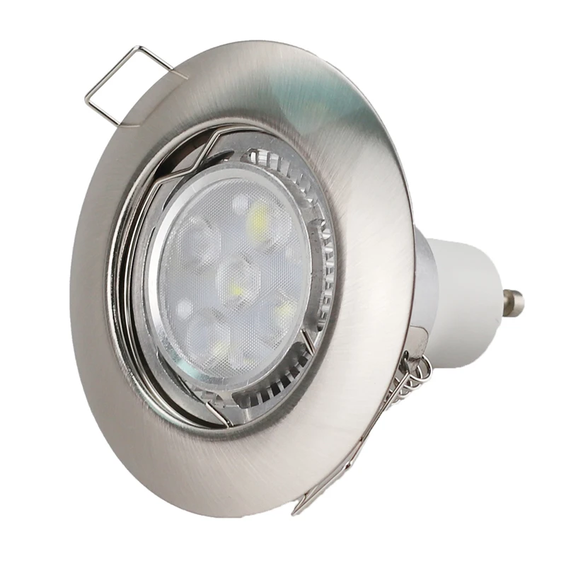 Hot Selling Nickel Round Recessed LED Ceiling Light no Adjustable Frame MR16 GU10 Bulb Fixture Downlight Holder Cutout 55mm