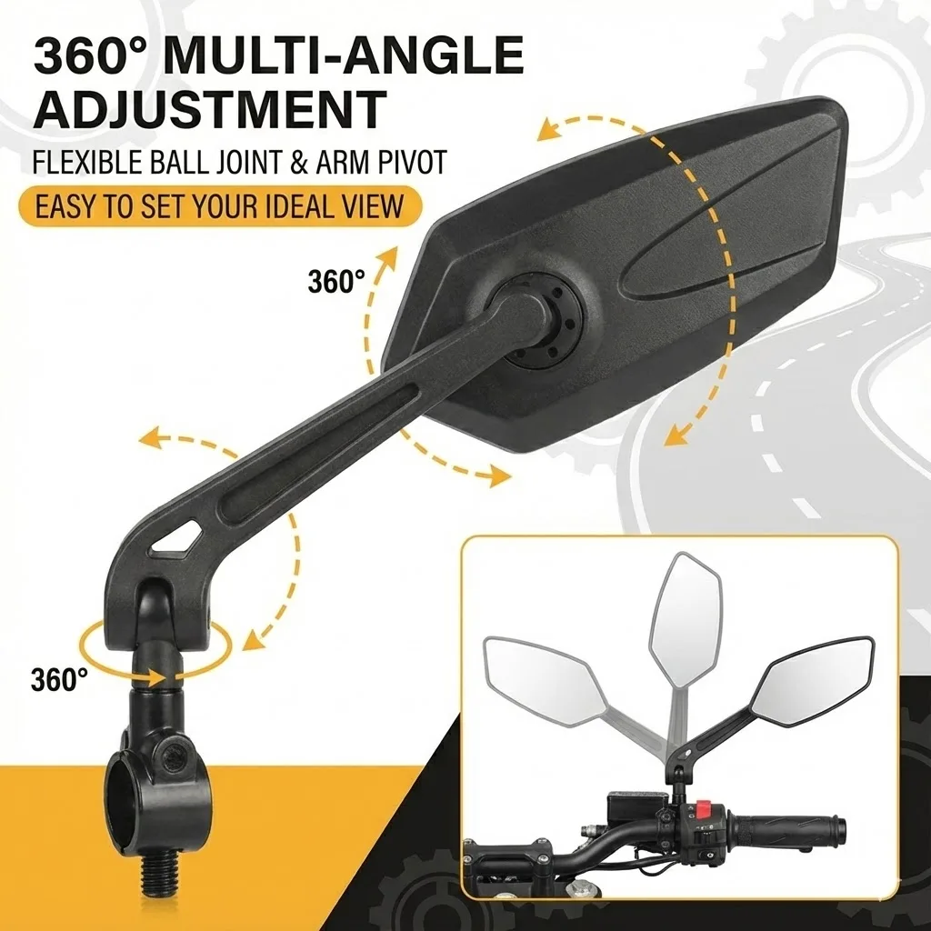 Regulowane, obrotowe lusterko wsteczne do Honda CBR650R CBR600RR CBR1000RR CBR500R CBR250R CBR600F F2 F3 F4i, lusterko boczne.