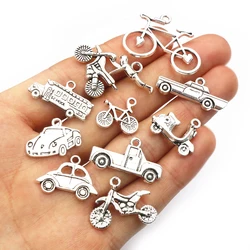 20pcs Antique Silver Plated Bike Car Motorcycle Truck Vehicle Charms Pendant Metal DIY Handmade Jewelry Findings Accessories