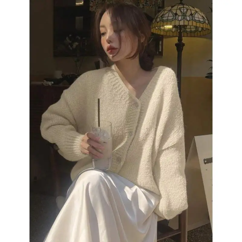 Loose Knitted V-Ne Open Cardigan Autumn Wear Cross-Border New Sle Knwear Ci Walk Suitable for Middle-Aged And ly W...