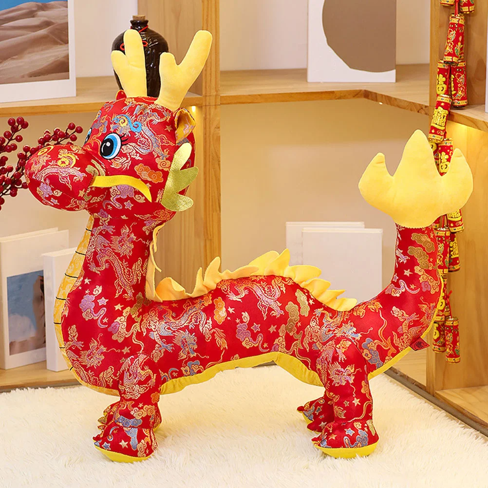 Stuffed Animal Doll Toy Plush Chinese New Year Mascot Dragon Doll 2024 Year The Dragon Zodiac Toys Gift Christmas Lunar