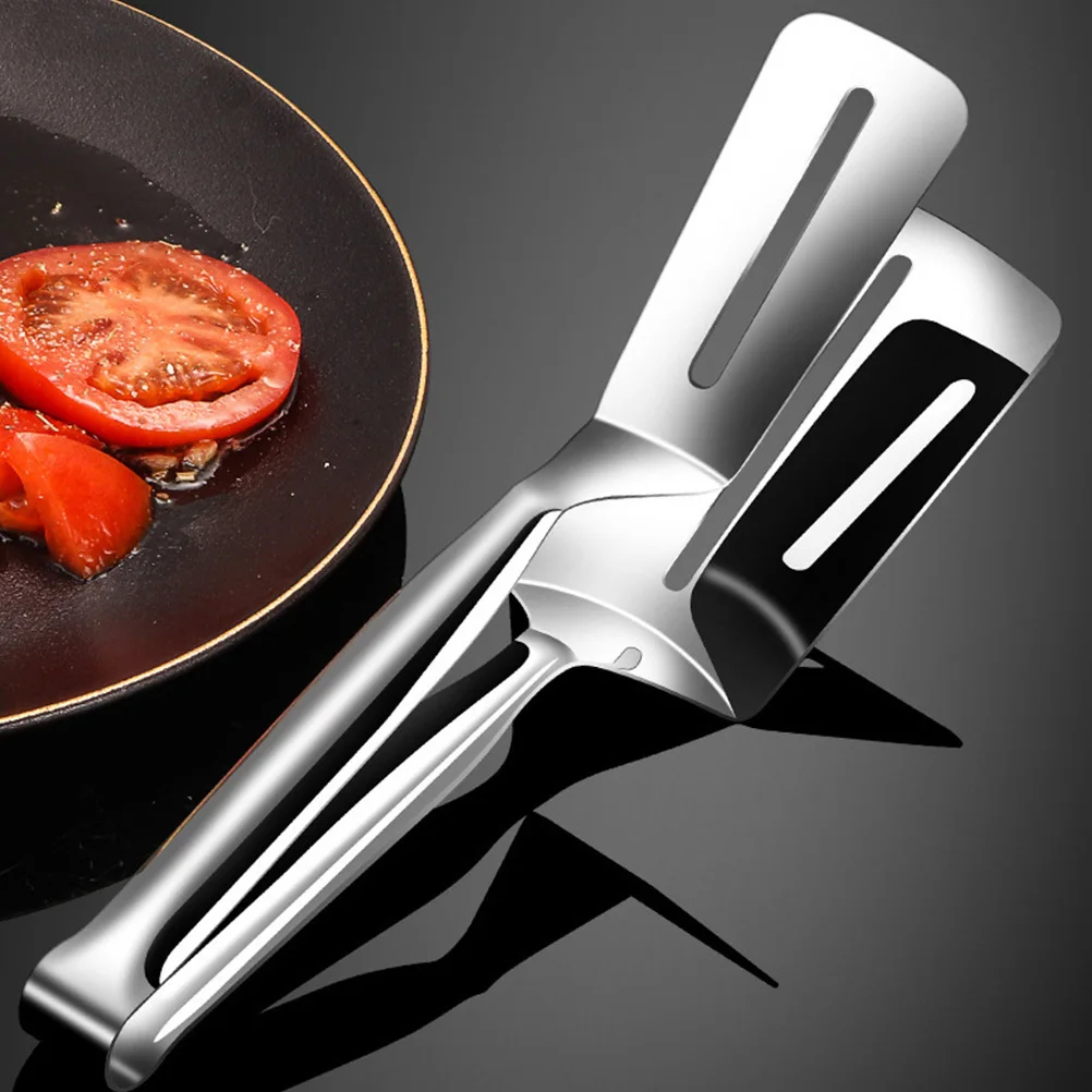 2шт кухонные щипцы из нержавеющей стали для стейка, рыбы, жарки, BBQ, антипригарные, портативные
