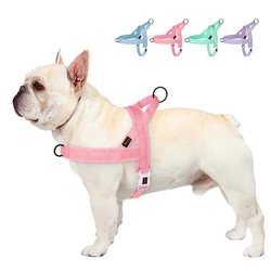 No Pull Nylon Dog Harness Adjustable Pet Dogs Training Harnesses Vest Breathable Pitbull Pug Harnesses For Small Large Dogs Pink