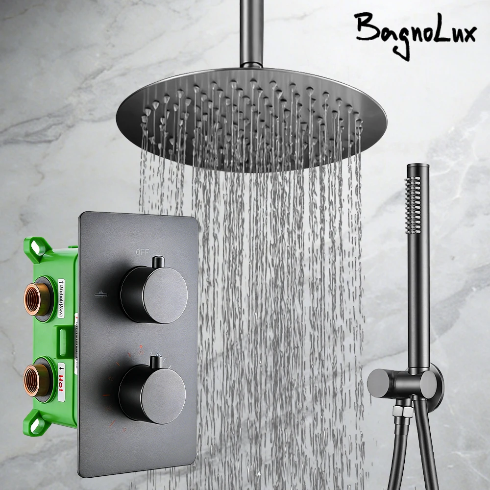 

Потолочный кронштейн из бронзы, термостатический смеситель для душа, встраиваемая поддержка управления, ручка переключателя, скрытый термостатический смеситель, смеситель для ванной комнаты