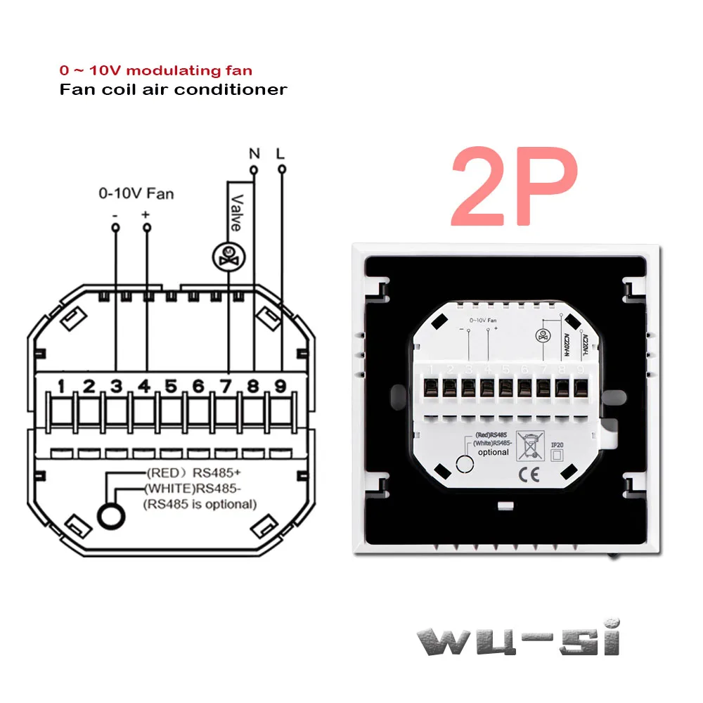 Fan coil thermostat 0~10V modulating fan output 24VAC 95-240VAC EU Air conditioner temperature regulator
