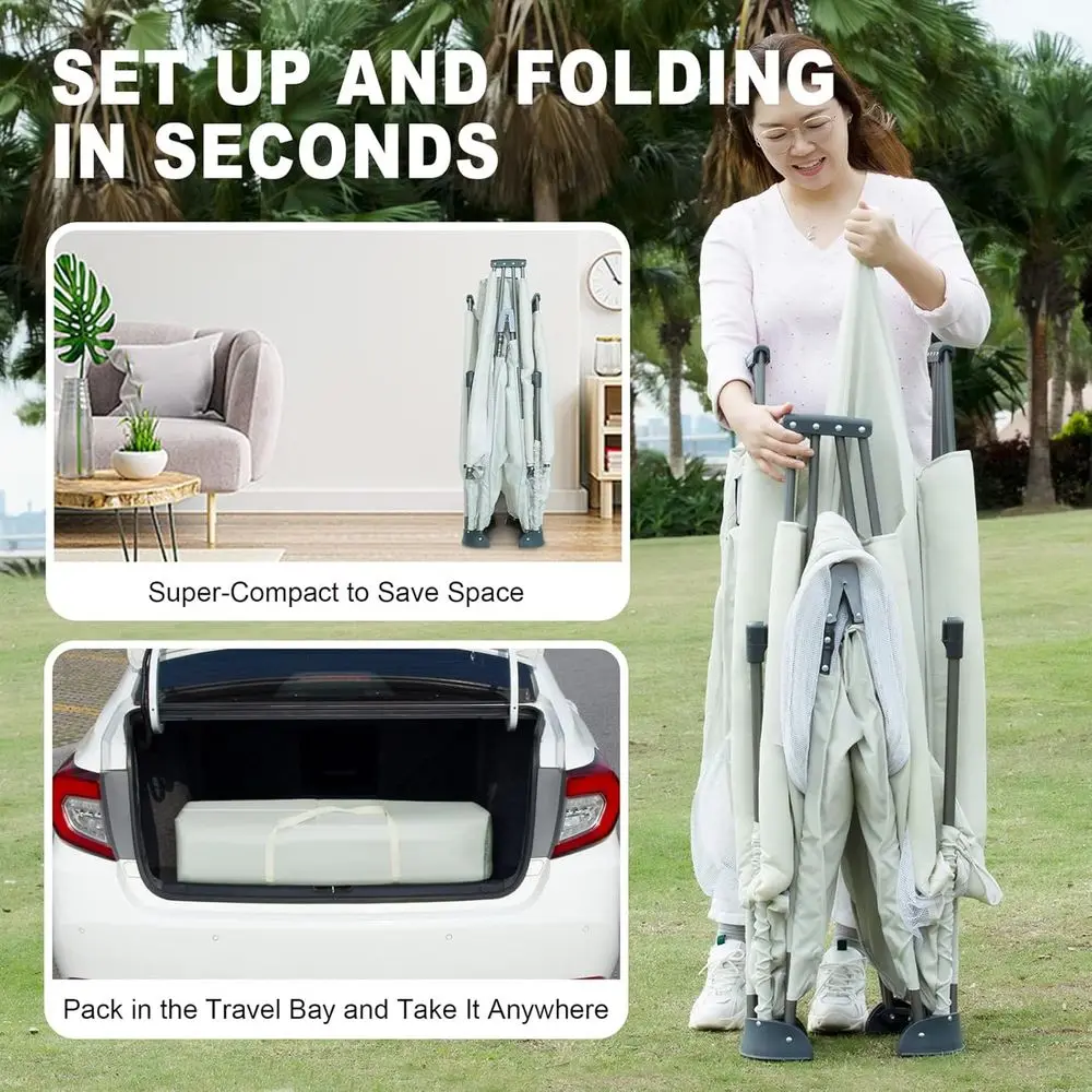 ساحة لعب محمولة 59 قابلة للطي للرضع والأطفال الصغار، روضة لعب داخلية/خارجية مع بوابة #3