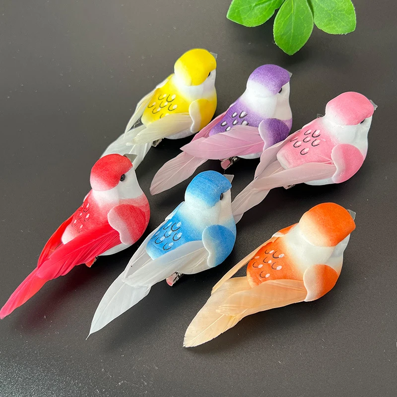 1PC Artificial Fur Simulation Tit Bird Model 13cm Cute DIY Craft Ornament For Home Garden Tree Decor