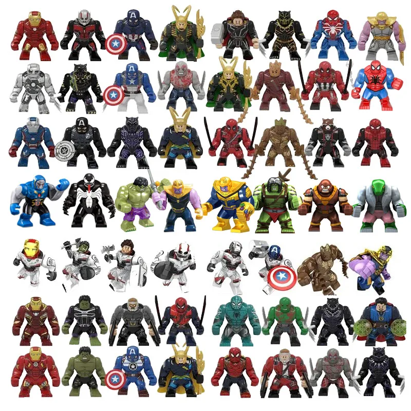 Anime Figure Mini Block Figurine Action Doll Marvel Superhero Iron Man, Green Giant Annihilator Block Children's Puzzle Toy Gift