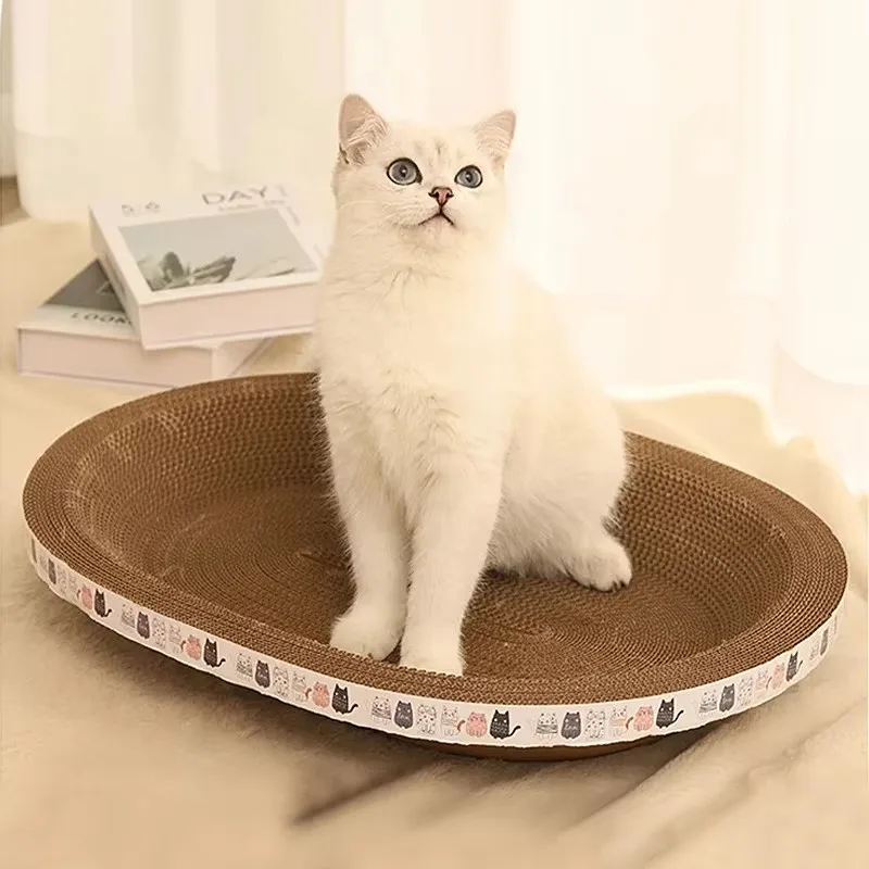 HOOPET Cat Scraper Bed Board Scrapers Round Oval Cat Toy Furniture Sofa Cushion Bed Grinding Claw for Cats  Scratch Resistant