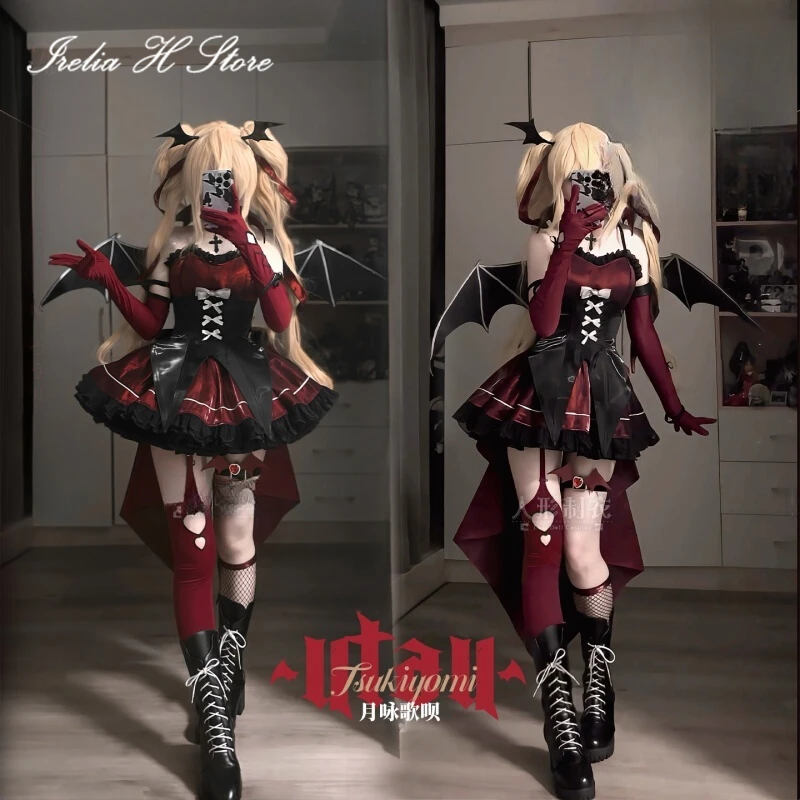 Irelia H Store Anime Shugo Chara Tsukiyomi Utau Cosplay Kostüme Tsukiyomi Utau Dämonenkleid Damen Halloween-Kostüm
