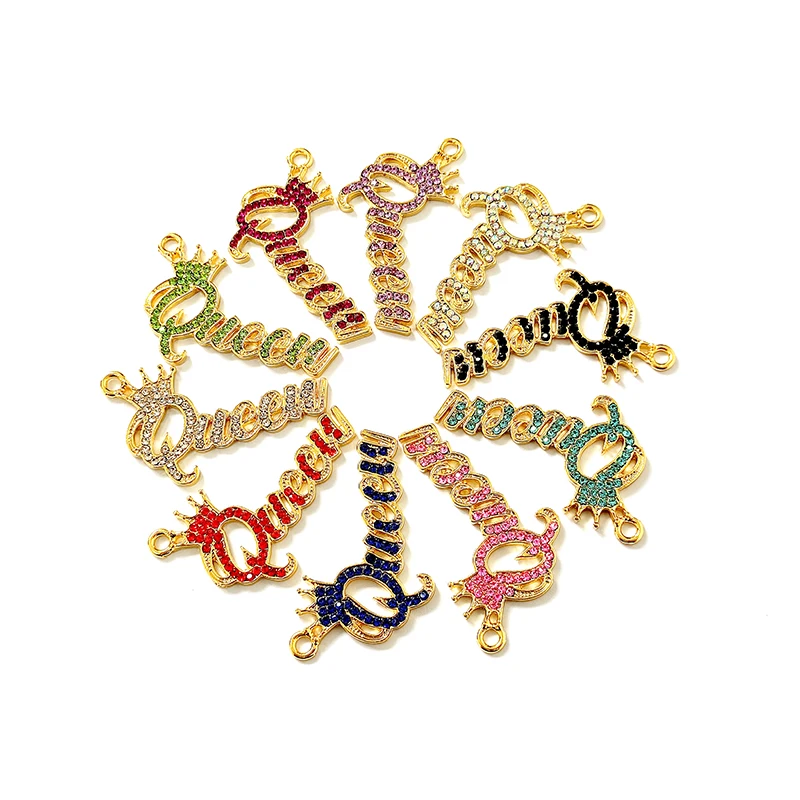 

10pcs Rhinestone Queen Letter Charms for Bracelet Bangle Jewelry Making DIY Accessories Wholestone LTC0167-LTC0170