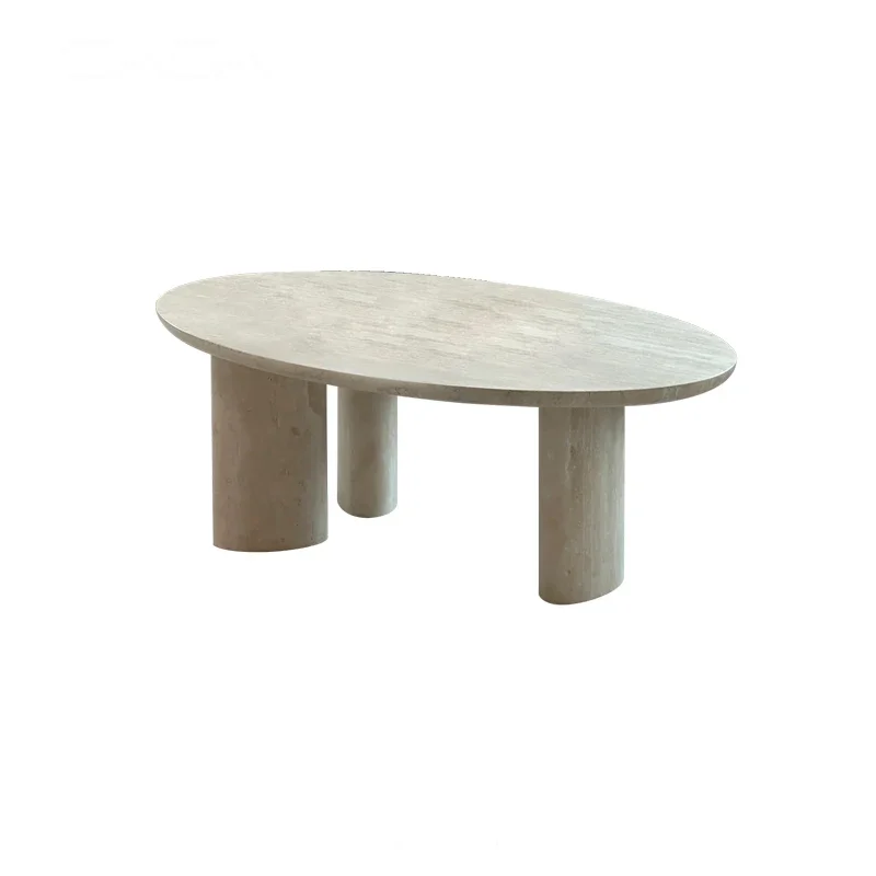

A Natural travertine coffee table French wabi-sabi wind villa living room coffee table