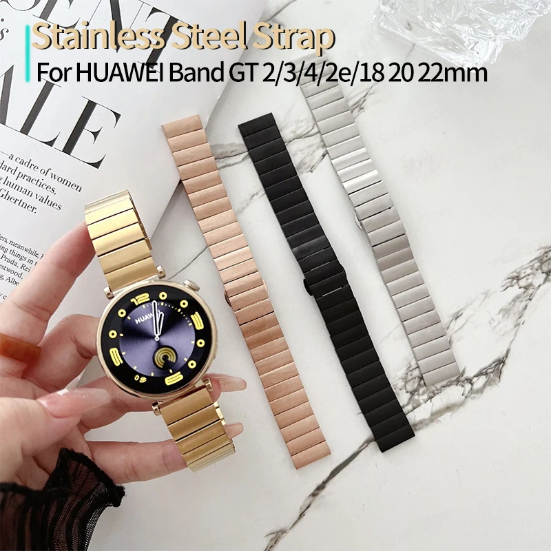 

Металлический Ремешок Для Huawei Watch GT4 41/46 мм GT3 Pro, браслет из нержавеющей стали для Samsung Galaxy Watch 3 45, 18 мм 20 мм 22 мм