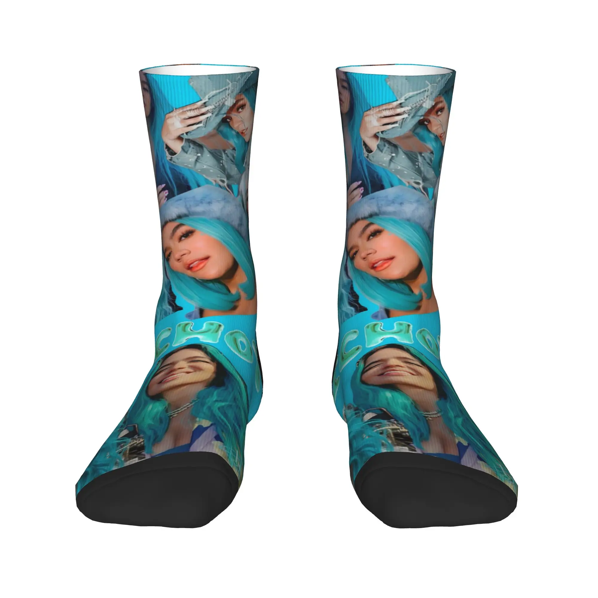 

Women Men Socks K-Karol G Bichota Blue Hair Collage Stockings Anti-Slip Comfortable Socks Winter Novelty Pattern Climbing Socks