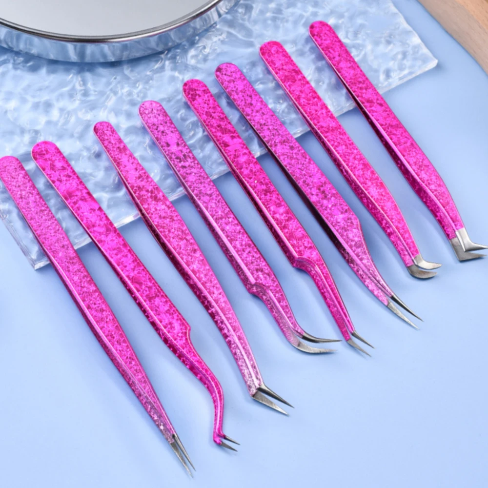 Nano Eyelashes Tweezers Stainless Steel superhard Tweezers High Precision Anti-static tweezers for Eyelash Extension custom logo