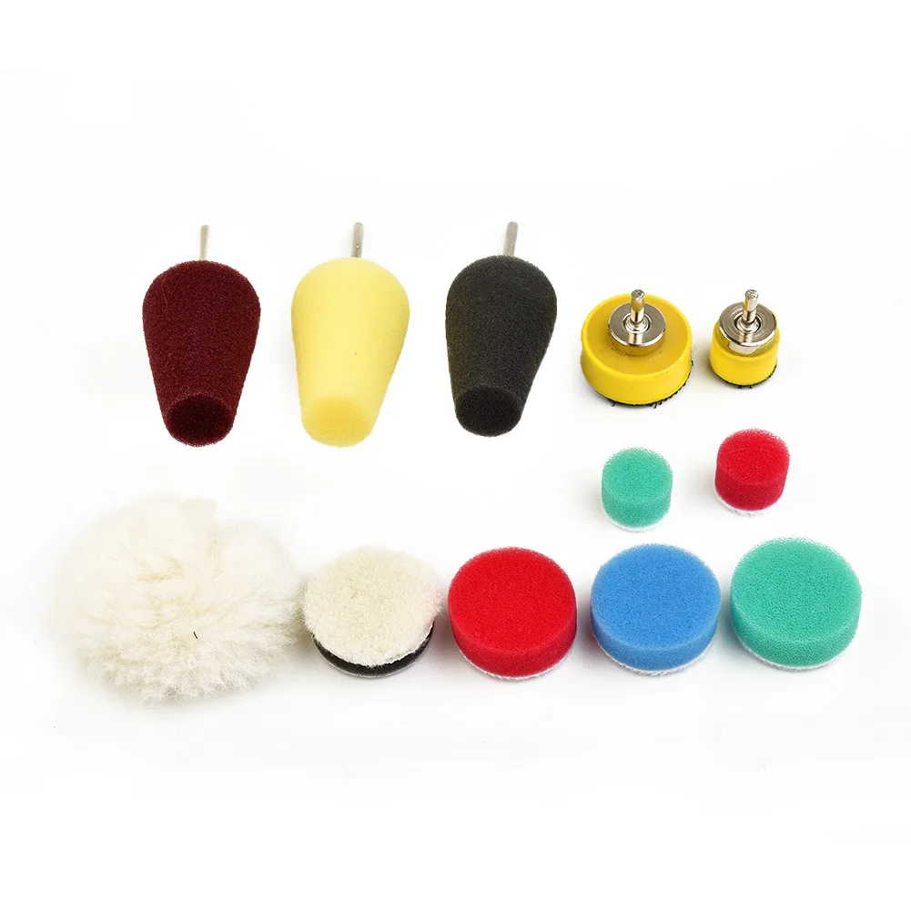 13-Piece Washable Sponge Buffing Pad Set for Drill-Based Detailing Tasks Including Polishing Waxing Glazing and Sealing
