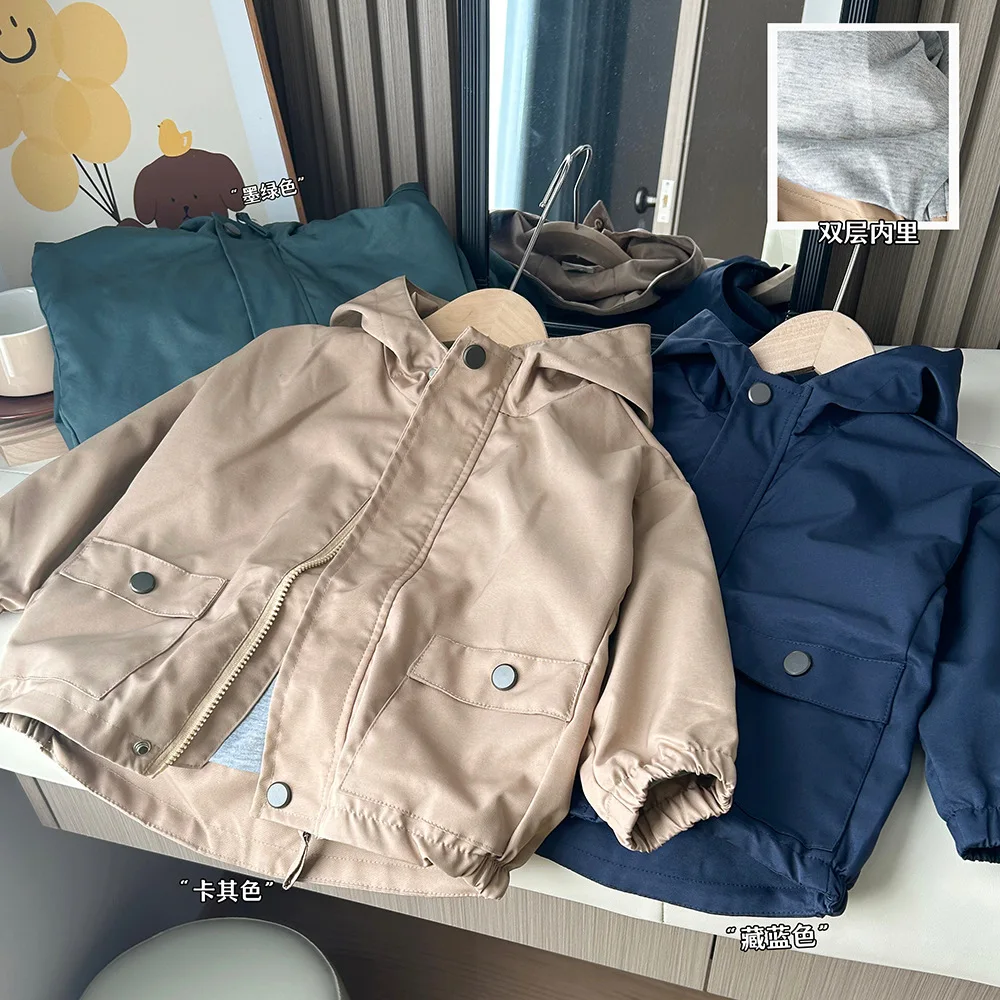 

2026 Boys 3-10 Years Windbreak Long Sleeve Hooded Jacket Kids Casual Coat Outerwear