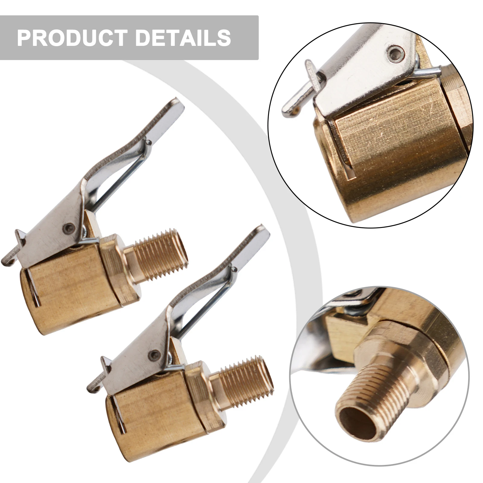 

Inflation Tyre Valve 2× 2 Piece High Quality Inflator Pump Quick Release Tire Inflation Valve Connector Accessories Copper 8mm