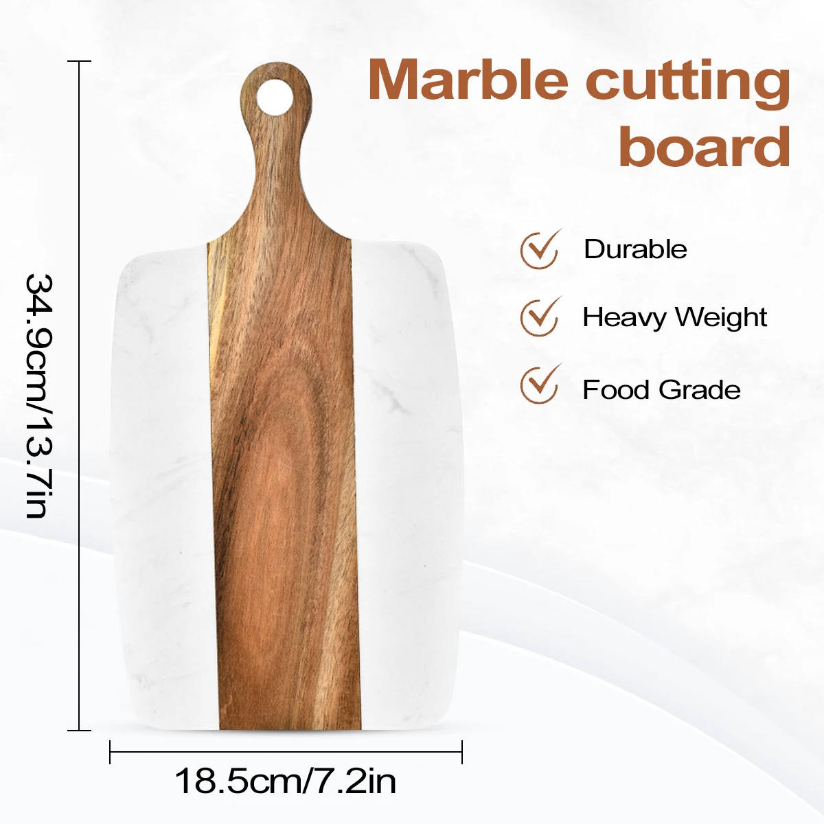 Leeseph Acacia Wood Marble Cutting Board, Charcuterie Board Party Plate Cheese Cutting Board for Kitchen, Restaurants, Party