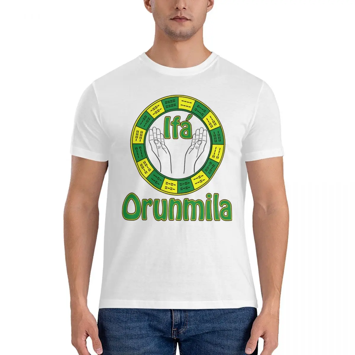 Orunmila Men T Shirt IFA Unique Tee Shirt Short Sleeve Crew Neck T-Shirt Pure Cotton Party Tops