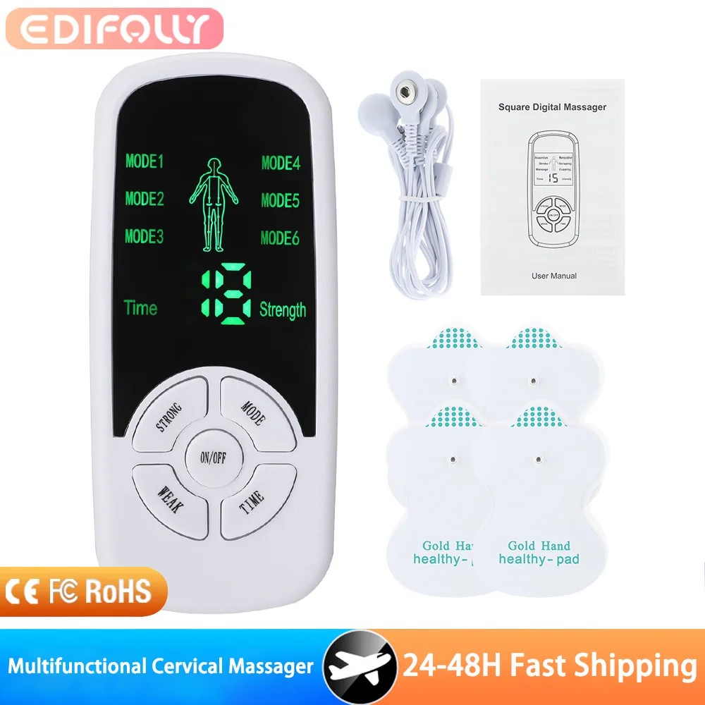 

Электрический массажер TENS с 6 режимами, стимулятор мышц для всего тела, для спины, поясницы, коленей, с цифровым дисплеем, для здоровья и расслабления