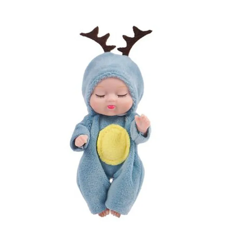 13cm Mini Realistic PVC Reborn Baby Dolls Wear Animal Shaped Clothes Newborn Baby Sleeping Lifelike Doll Toy for Children Girls