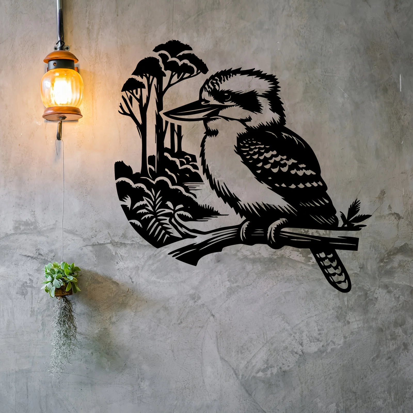 CIFBUY Metal Wall Art Vibrant Kookaburra Bird Mural Decor 2D Flat Iron Craft Hanging Ornament For Living Room Home Nature Lover